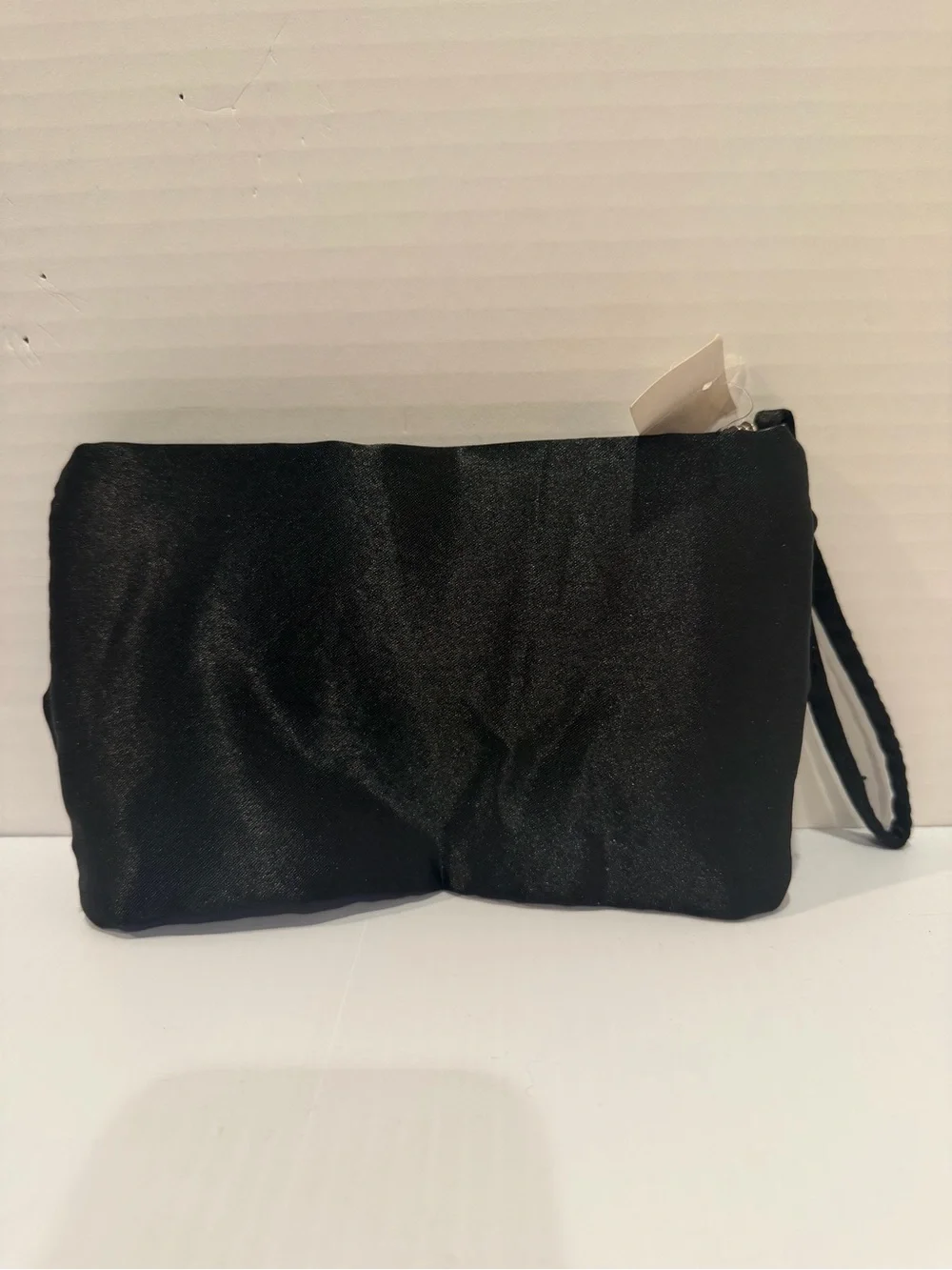 Vtg Black Evening Bag Zipper Top Jeweled Detail NWT 7 1/2” X 5”